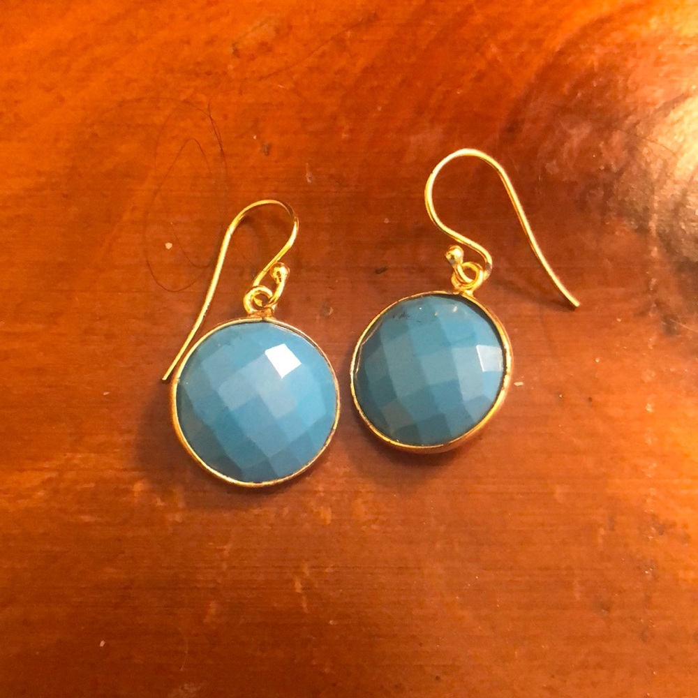 Blue and gold earrings